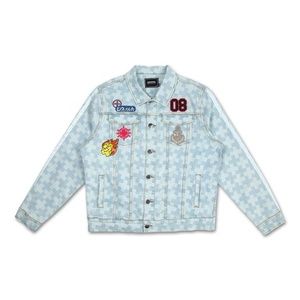 NEW Pink Dolphin Checkered Denim Jacket Indigo